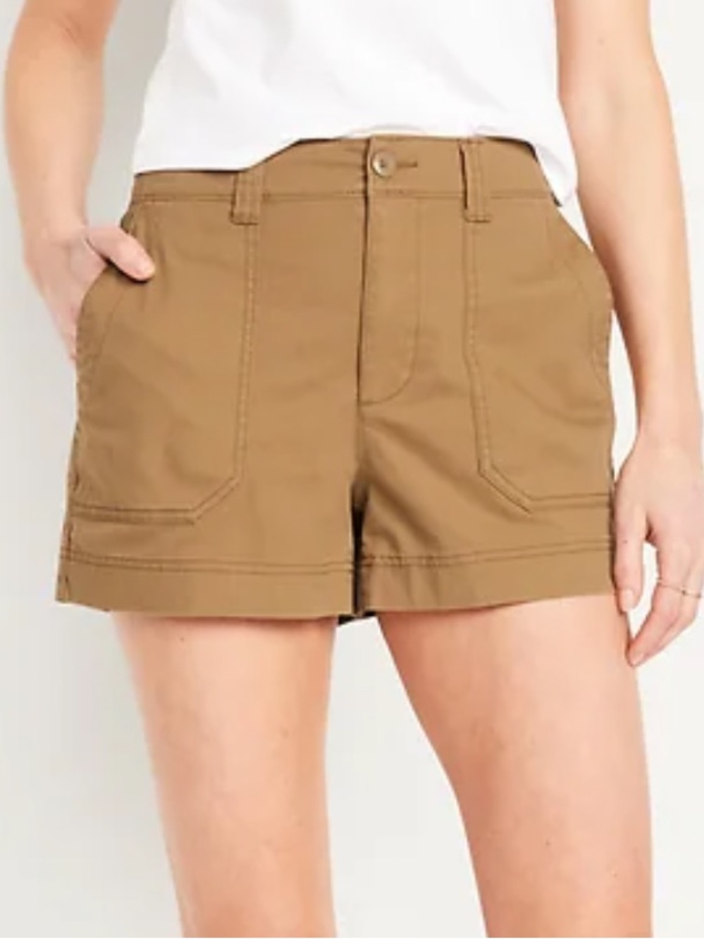 Old Navy OG High Waisted Chino Shorts khaki 4” Utility Tan Small NWT